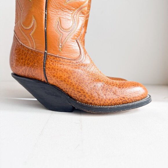 Caborca Western Cowboy Brown Leather Boots 9 - Picture 3 of 11